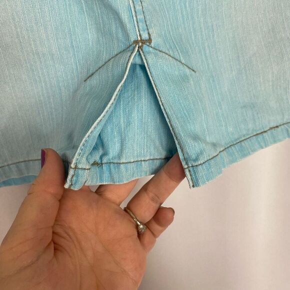 Vintage Y2K 90s Blue Jean Mini Skirt Mossimo Faded Distressed XL Juniors 15 Cott - Picture 3 of 11
